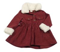 Červené žebrované šaty s kožíškem Cozy Cub