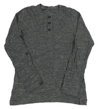 Šedé melírované triko s knoflíčky Tchibo