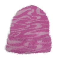 Růžovo-světlerůžová vzorovaná pletená chlupatá čepice H&M