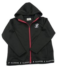 Černo-růžová propínací sportovní mikina s kapucí 