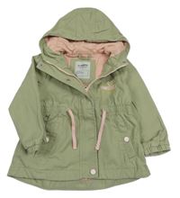 Khaki plátěná jarní parka s nápisem a kapucí LC Waikiki