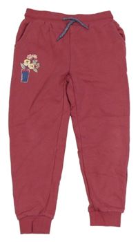 Malinové cuff tepláky s kvietkom Lupilu
