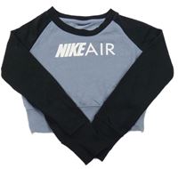 Černo-modré crop triko s logem Nike 