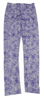 Fialovo-bílé vzorované sportovní legíny Pocopiano