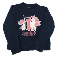 Tmavomodrá mikina s jednorožcom OVS