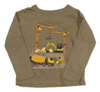 Béžové triko s bagrem a jeřábem DopoDopo 