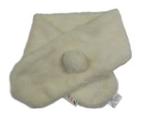 Smetanová kožešinová šála s bambulemi Sergent Major