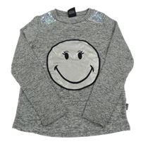 Šedé melírované úpletové triko se smajlíkem Smiley World