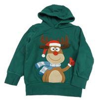 Tmavozelená mikina s losem a kapucí C&A