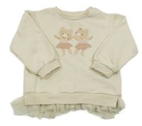 Smotanová mikina s medvedíkmi a volánikmi H&M