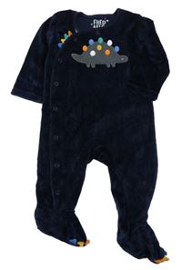 Tmavomodrý zamatový overal s dinosaurom F&F
