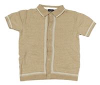 Béžovo-bílé vzorované propínací svetrové tričko s límečkem Next