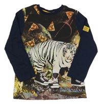 Čierno-tmavomodré tričko s tigrom