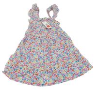 Nové - Biele plátenné kvetované šaty Primark