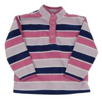 Růžovo-tmavomodrá pruhovaná fleecová mikina se stojáčkem Nutmeg