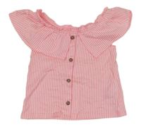 Neónově ružovo-biela pruhovaná blúzka s volánikmi C&A