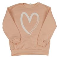 Broskvová mikina so srdiečkom Shein