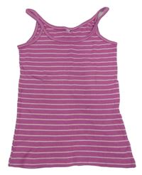 Ružovo-biely pruhovaný rebrovaný top