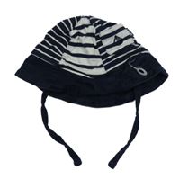 Bílo-tmavomodrý pruhovný bavlněný klobouk Jojo Maman Bébé