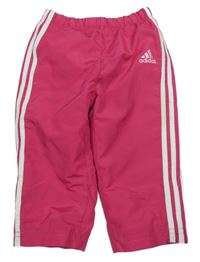 Ružové šušťákové podšité nohavice s logom Adidas