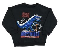 Čierna mikina s dinosaurem z flitrů F&F