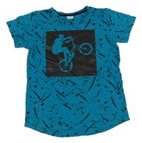 Modro-čierne vzorované tričko s cyklistou Chapter young