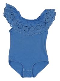 Modré body s volánikom s madeirou Zara