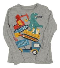 Sivé melírované tričko s dinosaurami C&A