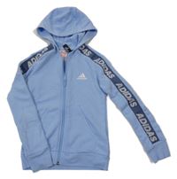 Světlemodrá propínací sportovní mikina s logem a kapucí zn.Adidas