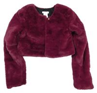 Tmavoružová kožušinová podšitá crop bunda Rachel Zoe