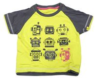 Žlto-tmavosivé tričko s robotmi M&S