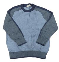 Modro-sivo-tmavomodrý melírovaný rebrovaný sveter John Lewis