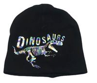 Čierna čapica s metalickou kostrou dinosaura H&M