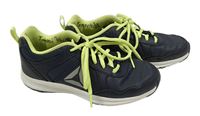 Tmavomodro-světlezelené koženkové botasky s logem Reebok vel. 35