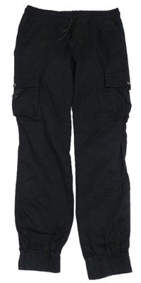 Černé cargo cuff plátěné kalhoty LF