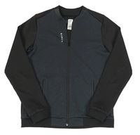 Tmavošedo-černá funkční sportovní propínací mikina s logem KIPSTA