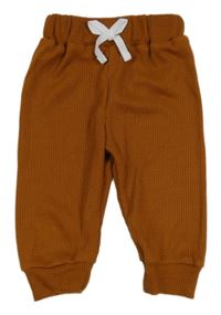 Medové vzorované teplákové kalhoty s mašlí 