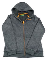 Tmavošedo-černá melírovaná pletená funkční propínací zateplená mikina s kapucí MOUNTAIN WAREHOUSE