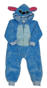 Kostým - Modro-světlemodrá plyšová kombinéza s kapucí - Stitch 