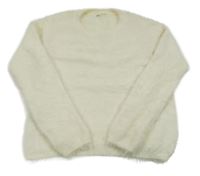 Smotanový chlpatý sveter H&M