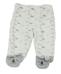 Bílo-šedé sametové polodupky s obláčikmi  Smile