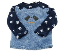 Nové - modro-bílo-tmavomodrá melírovaná chlupato/plyšová pyžamová mikina s pandou a tlapkami Kiki&Koko