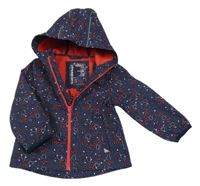 Tmavomodrá puntíkatá softshellová parka se srdíčky a kapucí C&A