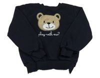Čierna mikina s medvedíkom a nápisom