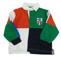 Tmavozeleno-červeno-bielo-tmavomodrá mikina s erbem a golierikom LANSDOWNE