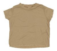 Béžové rebrované tričko SHEIN