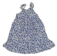 Bielo-zvonkově modré letné šaty s volánikmi PRIMARK