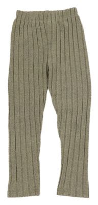 Sivo-smotanové melírované rebrované úpletové legíny SHEIN