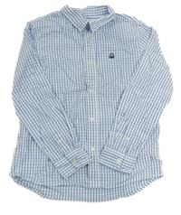 Bílo-modro-světlemodrá kostkovaná košile Benetton