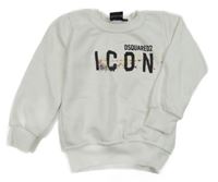 Biela mikina s logom a skvrnkami DSQUARED